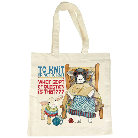 Knit Or Not To Knit - Cotton Canvas Bag by Emma Ball