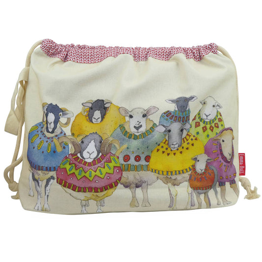 Sheep In Sweaters II Drawstring Bag by Emma Ball