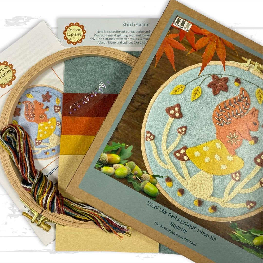 Squirrel Felt Appliqué Hoop Kit by Corinne Lapierre