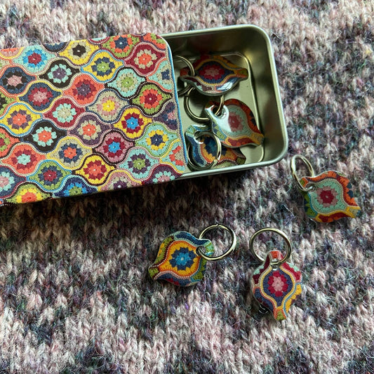 Mystical Lanterns Stitch Markers In A Tin(Set of 6) by Emma Ball
