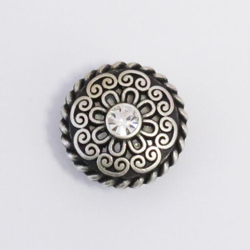 Metal Flower button with crystal (18mm)