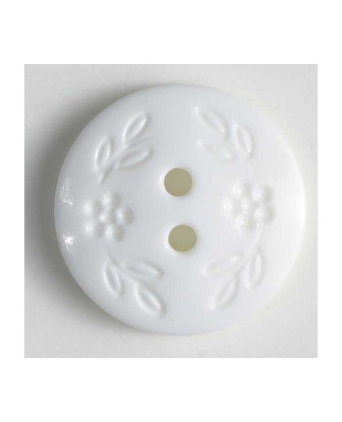 White Fashion Buttons with discreet flower pattern 13mm