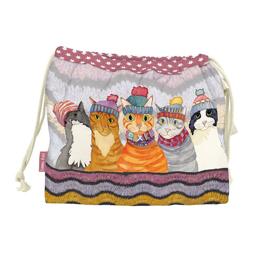 Cats in Hats Drawstring Bag by Emma Ball